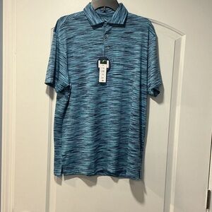 Tailorbyrd Teal Patterned Men's Polo Shirt